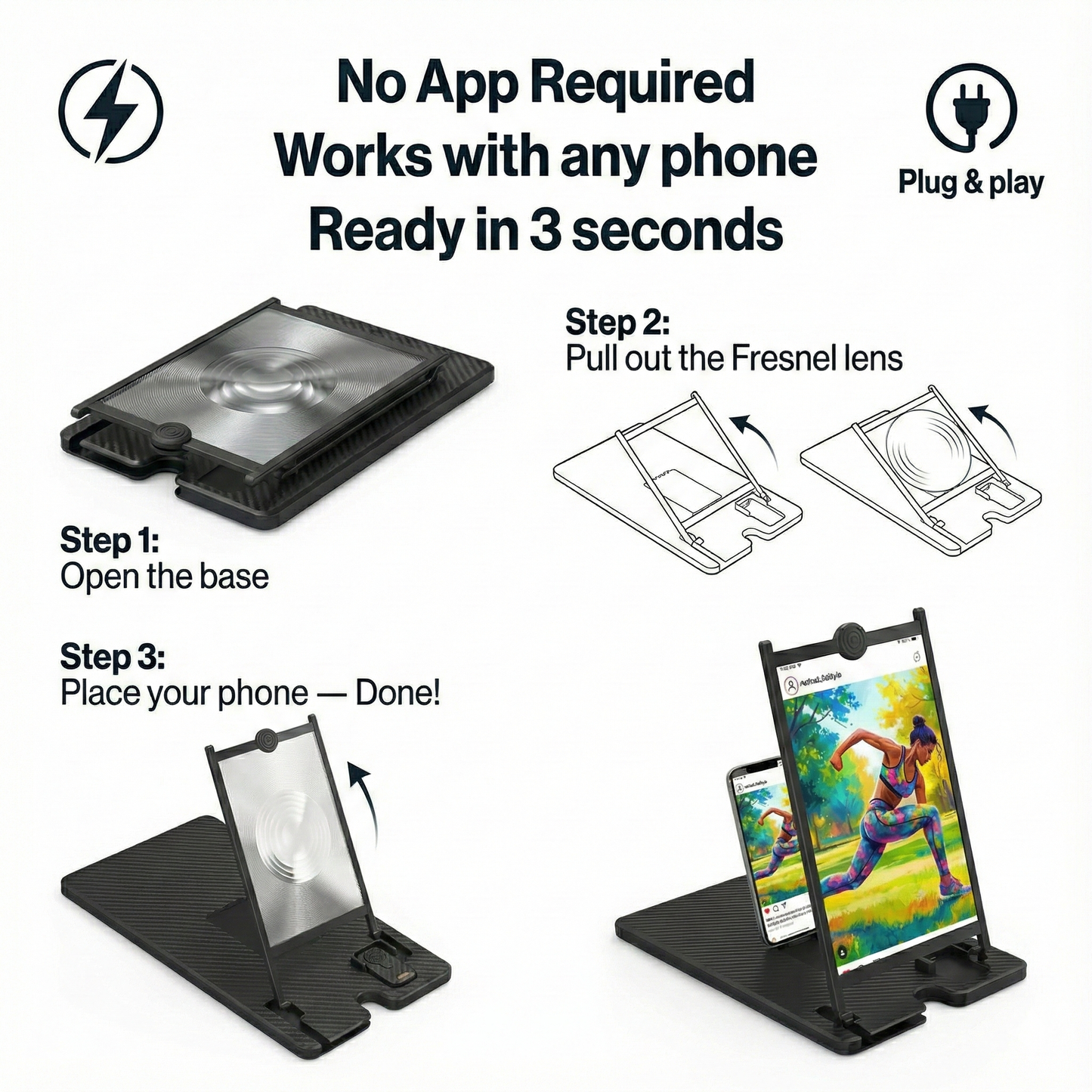 Vertical Phone Screen Amplifier with Bluetooth Remote